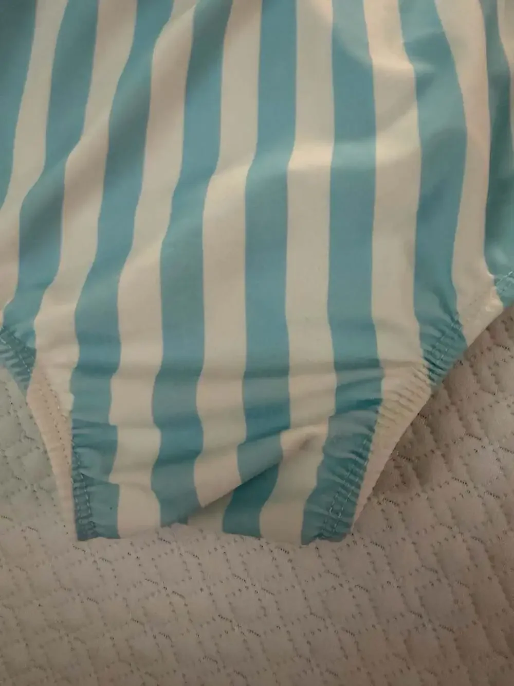 Mud Pie Flamingo Swimsuit Size 4T Blue Striped One-Piece Bathing Suit